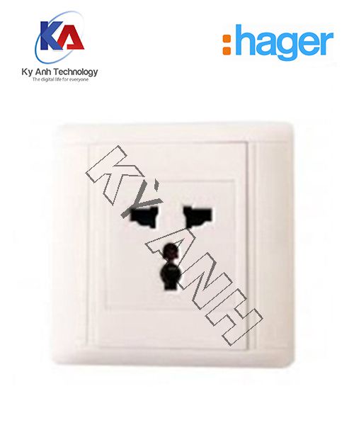 Ổ cắm đơn 3 chấu đa năng hager 10088 WGSM13I +WGVE2