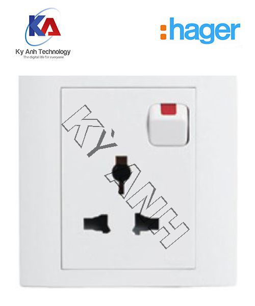Ổ cắm đơn 3 chấu + công tắc hager Slylea WXES116IS