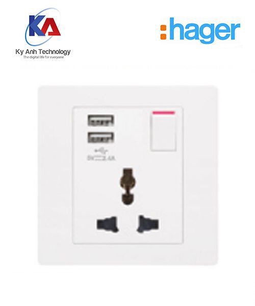 Ổ cắm đơn 3 chấu 16A Kèm 2 USB 2.1A WGMS116ISUSB